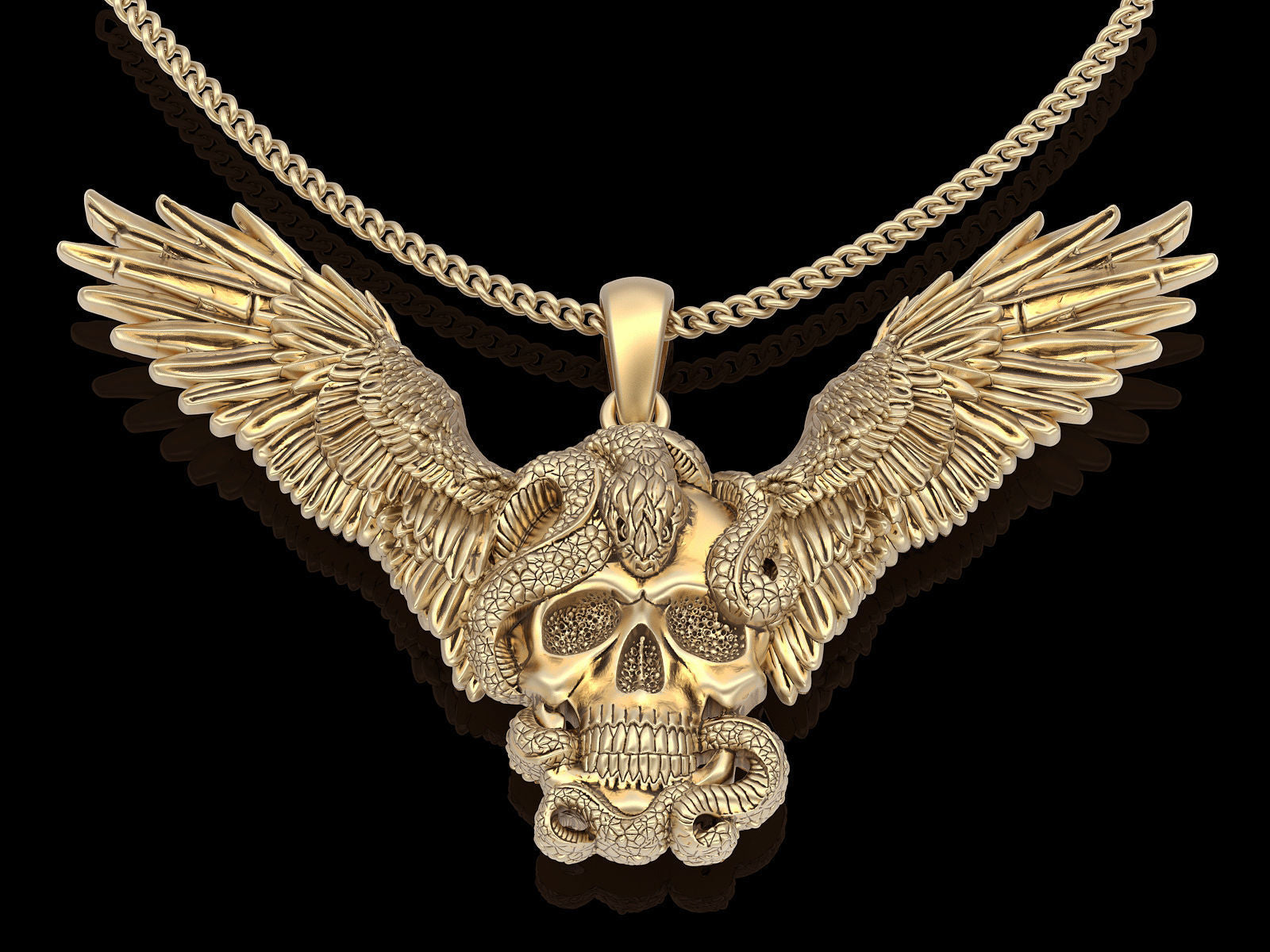 Skull Snake Wings Pendant Embrace Bold Symbolism