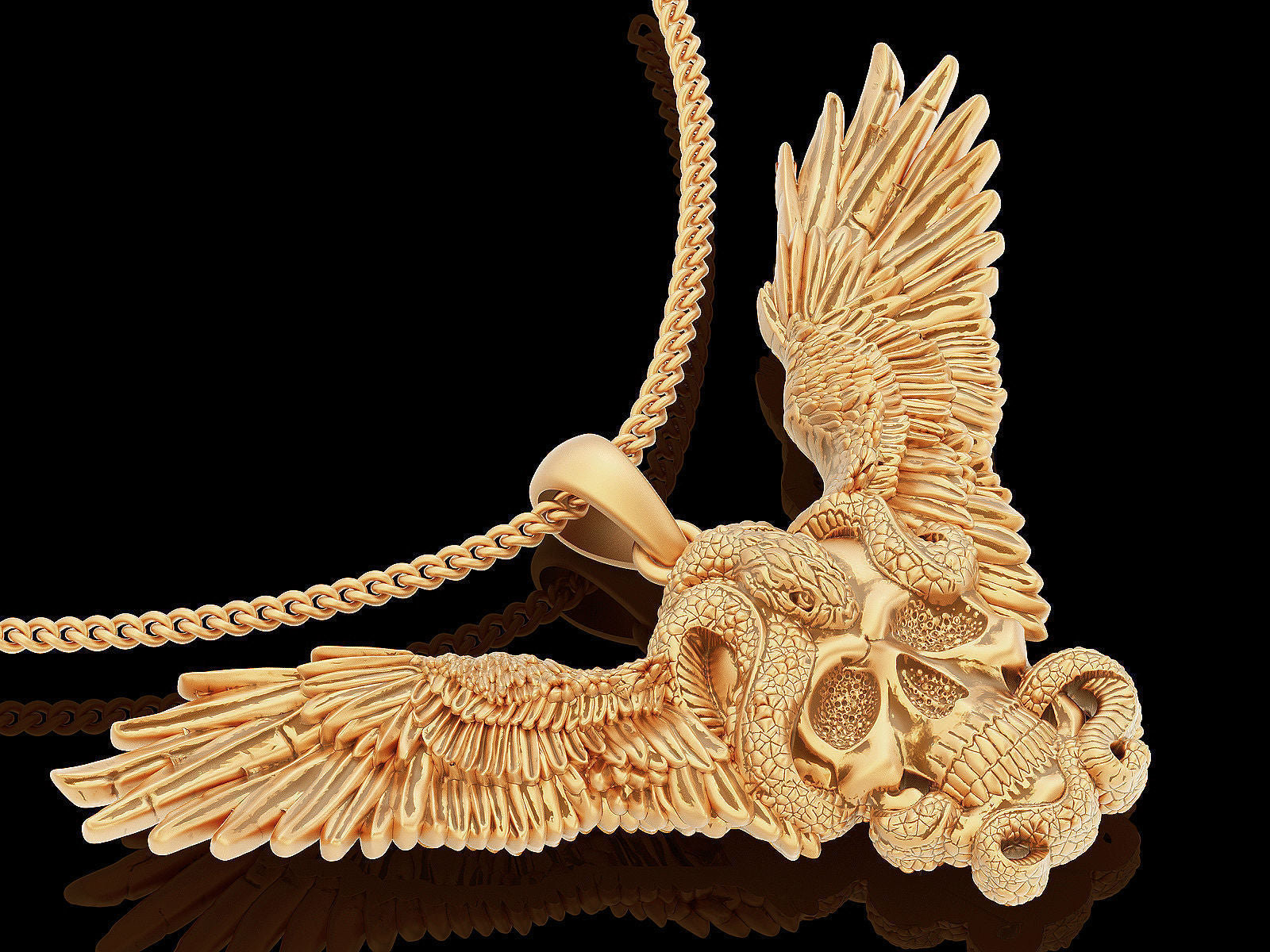 Skull Snake Wings Pendant Embrace Bold Symbolism - Dazzle Dime