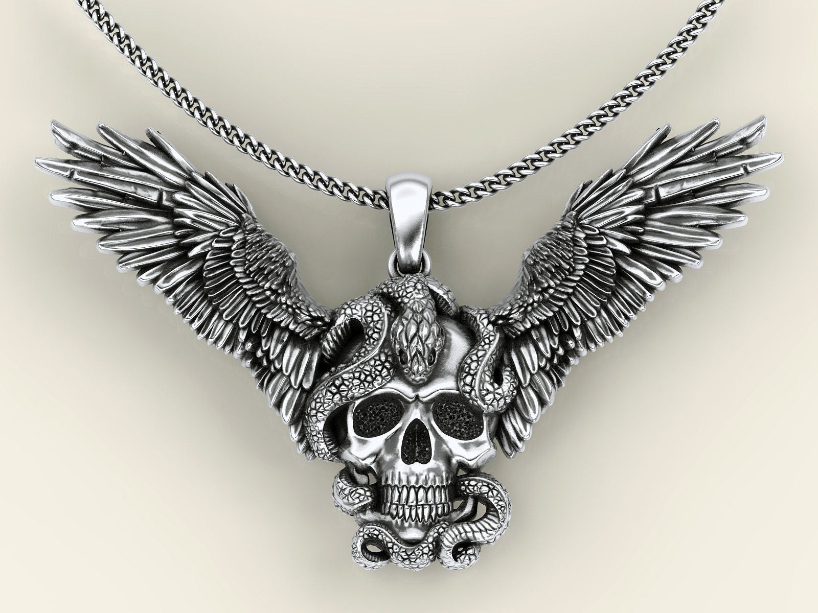 Skull Snake Wings Pendant Embrace Bold Symbolism