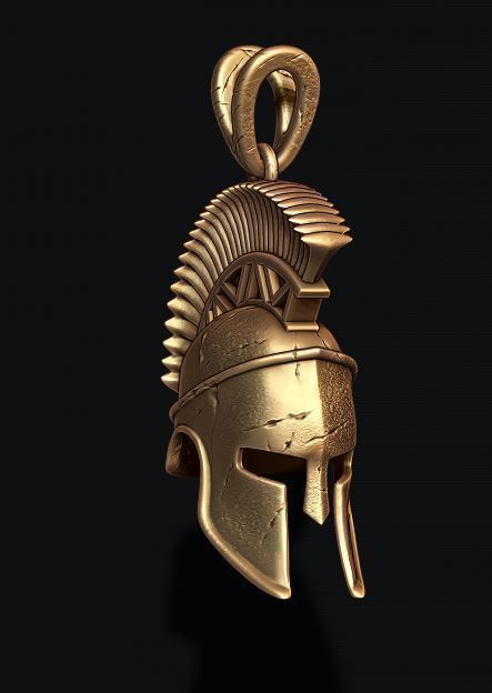 Dazzle Dime 925 Sterling Silver Base 18k Gold Plated Spartan Helmet Pendant with Chain A Bold Emblem of Ancient Valour DAZZLE DIME®
