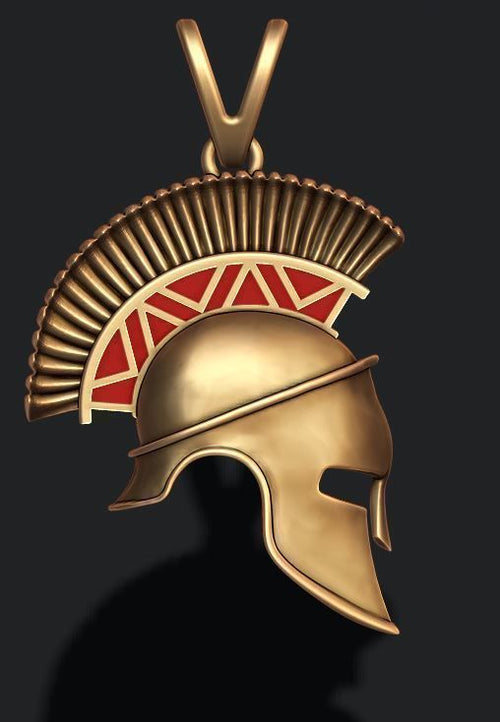 Dazzle Dime 925 Sterling Silver Base 18k Gold Plated Spartan Helmet Pendant with Chain A Bold Emblem of Ancient Valour DAZZLE DIME®