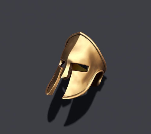 Dazzle Dime 925 Sterling Silver Base 18k Gold Plated Spartan Helmet Ring Cracked Version Embody the Spirit of Ancient Warriors DAZZLE DIME®