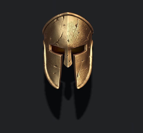 Dazzle Dime 925 Sterling Silver Base 18k Gold Plated Spartan Helmet Ring Cracked Version Embody the Spirit of Ancient Warriors DAZZLE DIME®