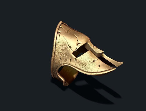 Dazzle Dime 925 Sterling Silver Base 18k Gold Plated Spartan Helmet Ring Cracked Version Embody the Spirit of Ancient Warriors DAZZLE DIME®