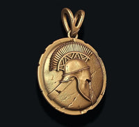 Dazzle Dime 925 Sterling Silver Base 18k Gold Plated Spartan Helmet Shield Pendant Guardian of Ancient Honour DAZZLE DIME®