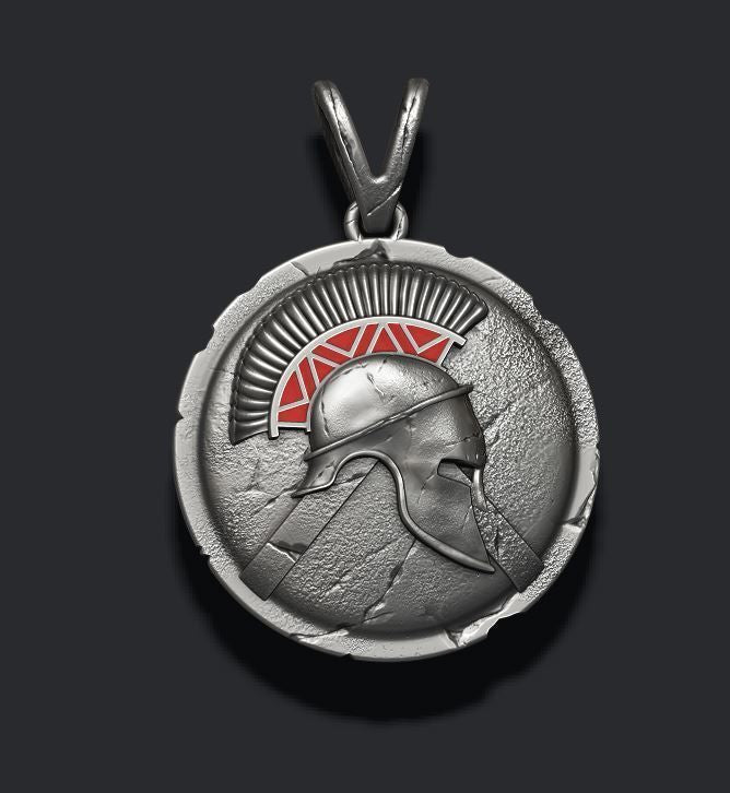 Dazzle Dime 925 Sterling Silver Base 18k Gold Plated Spartan Helmet Shield Pendant Guardian of Ancient Honour DAZZLE DIME®