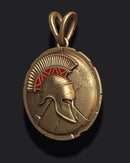 Dazzle Dime 925 Sterling Silver Base 18k Gold Plated Spartan Helmet Shield Pendant Guardian of Ancient Honour DAZZLE DIME®