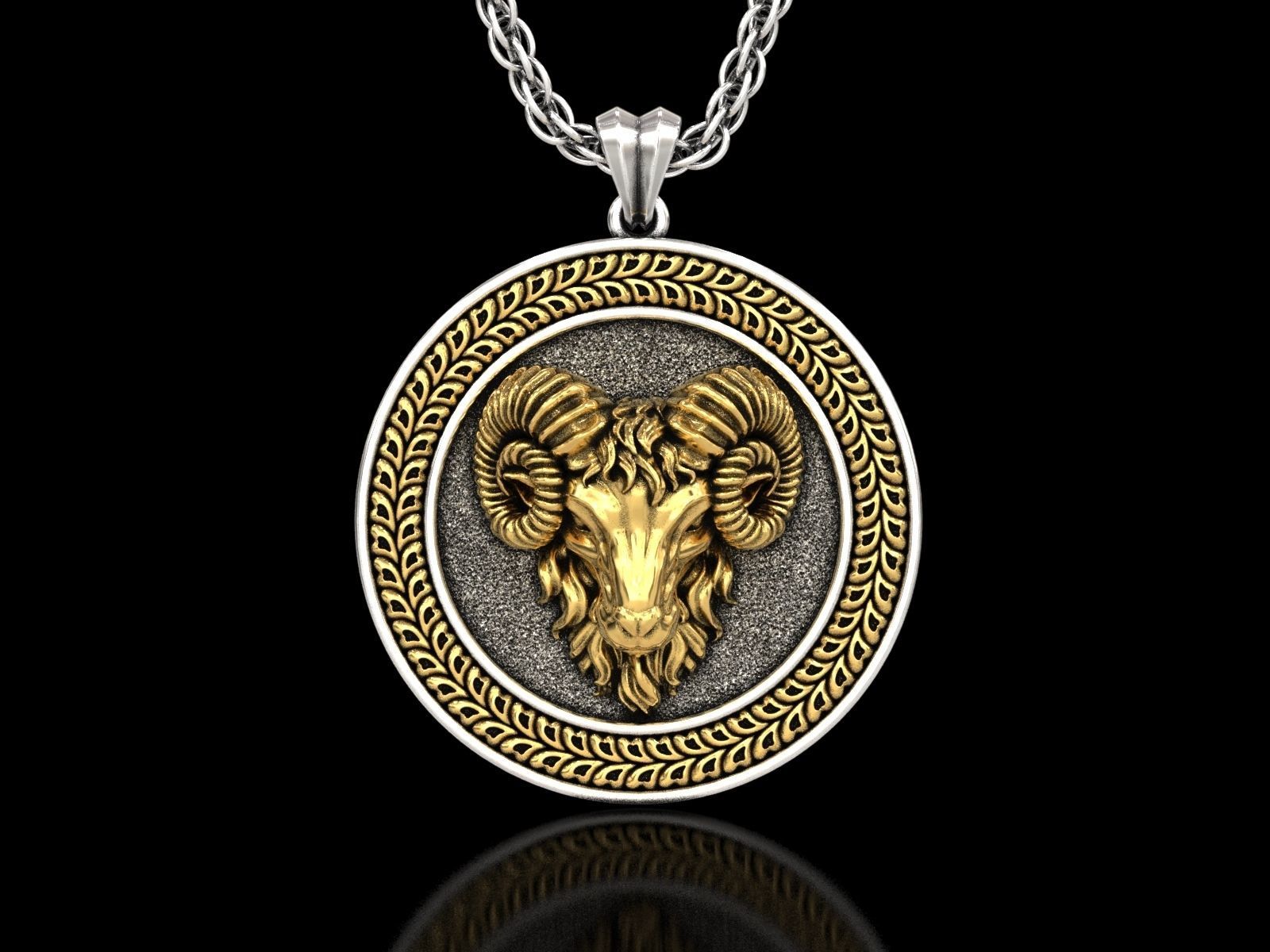 Dazzle Dime Aries Zodiac Ram Medallion Pendant with Chain Ignite Your Passion with the Power of the Ram