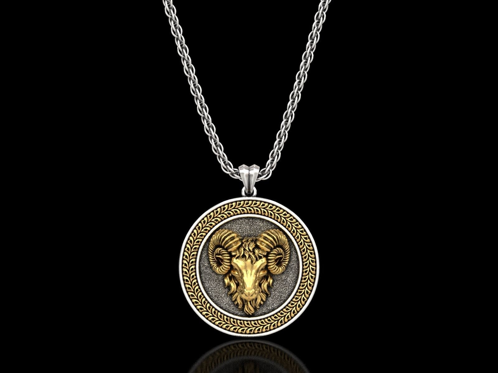 Dazzle Dime Aries Zodiac Ram Medallion Pendant  Ignite Your Passion with the Power of the Ram - Dazzle Dime