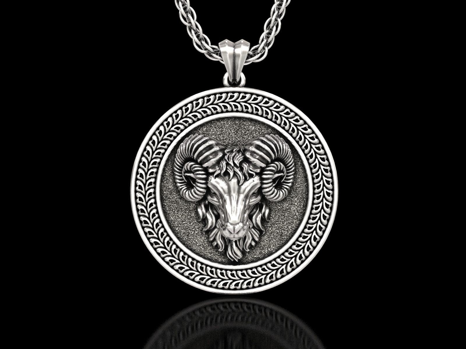 Dazzle Dime Aries Zodiac Ram Medallion Pendant with Chain Ignite Your Passion with the Power of the Ram