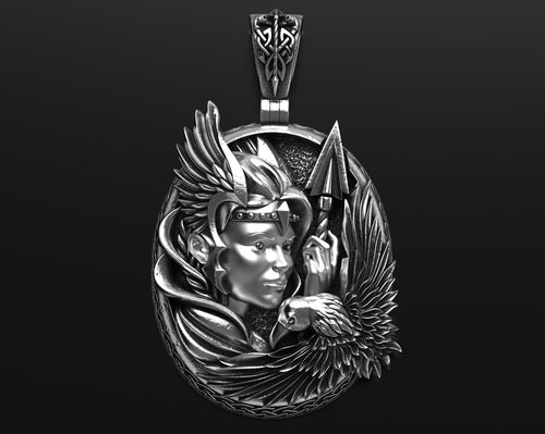 Dazzle Dime 925 Sterling Silver Base 18k Gold Plated Valkyrie Pendant A Tribute to the Shieldmaidens of Valhalla - Dazzle Dime