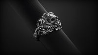 Dazzle Dime 925 Sterling Silver Base 18k Gold Plated Skull Biomechanical Ring The Evolution of Darkness DAZZLE DIME®