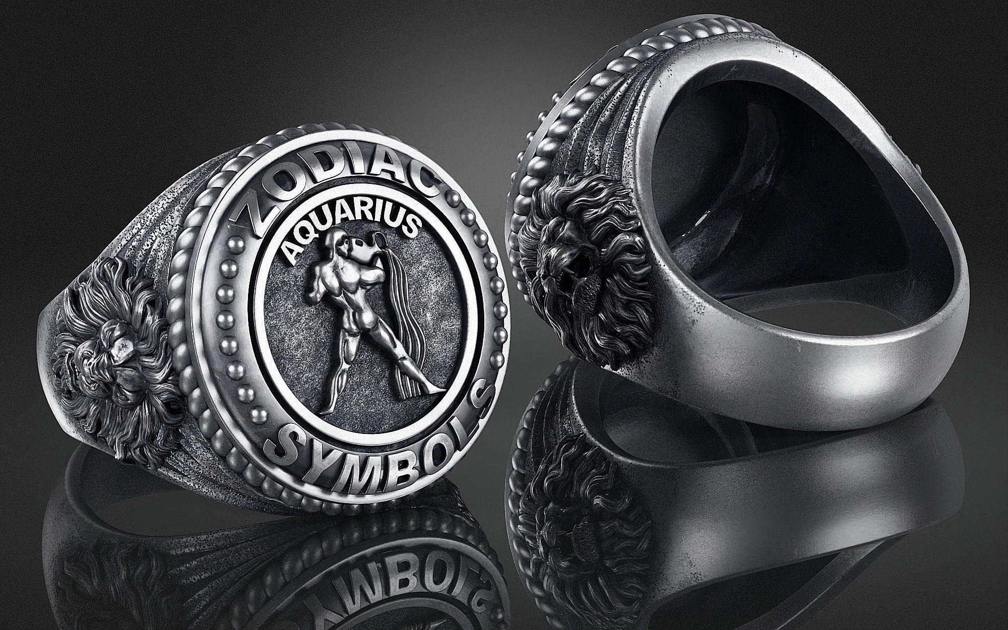 Dazzle Dime® Zodiac Aquarius Ring: Innovation, Freedom, and Visionary Strength Exquisite 925 Sterling Silver with 18K White & Yellow Gold Accents DAZZLE DIME®