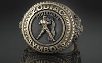 Dazzle Dime® Zodiac Aquarius Ring: Innovation, Freedom, and Visionary Strength Exquisite 925 Sterling Silver with 18K White & Yellow Gold Accents DAZZLE DIME®