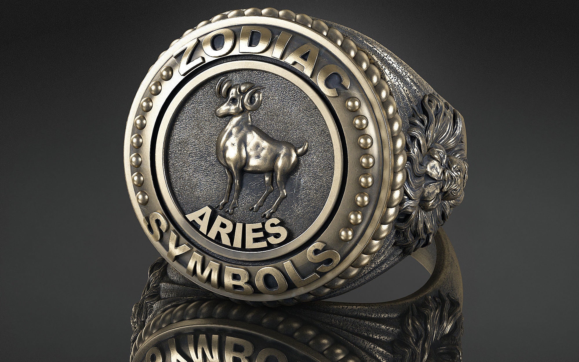 Dazzle Dime® Zodiac Aries Ring: Courage, Passion, and Unstoppable Energy Exquisite 925 Sterling Silver with 18K White & Yellow Gold Accents DAZZLE DIME®