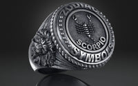 Dazzle Dime® Zodiac Scorpio Ring: Intensity, Passion, and Unyielding Strength Exquisite 925 Sterling Silver with 18K White & Yellow Gold Accents DAZZLE DIME®