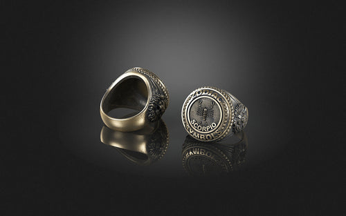 Dazzle Dime® Zodiac Scorpio Ring: Intensity, Passion, and Unyielding Strength Exquisite 925 Sterling Silver with 18K White & Yellow Gold Accents DAZZLE DIME®